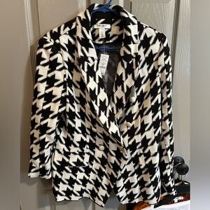WHBM houndstooth sweater jacket size XL